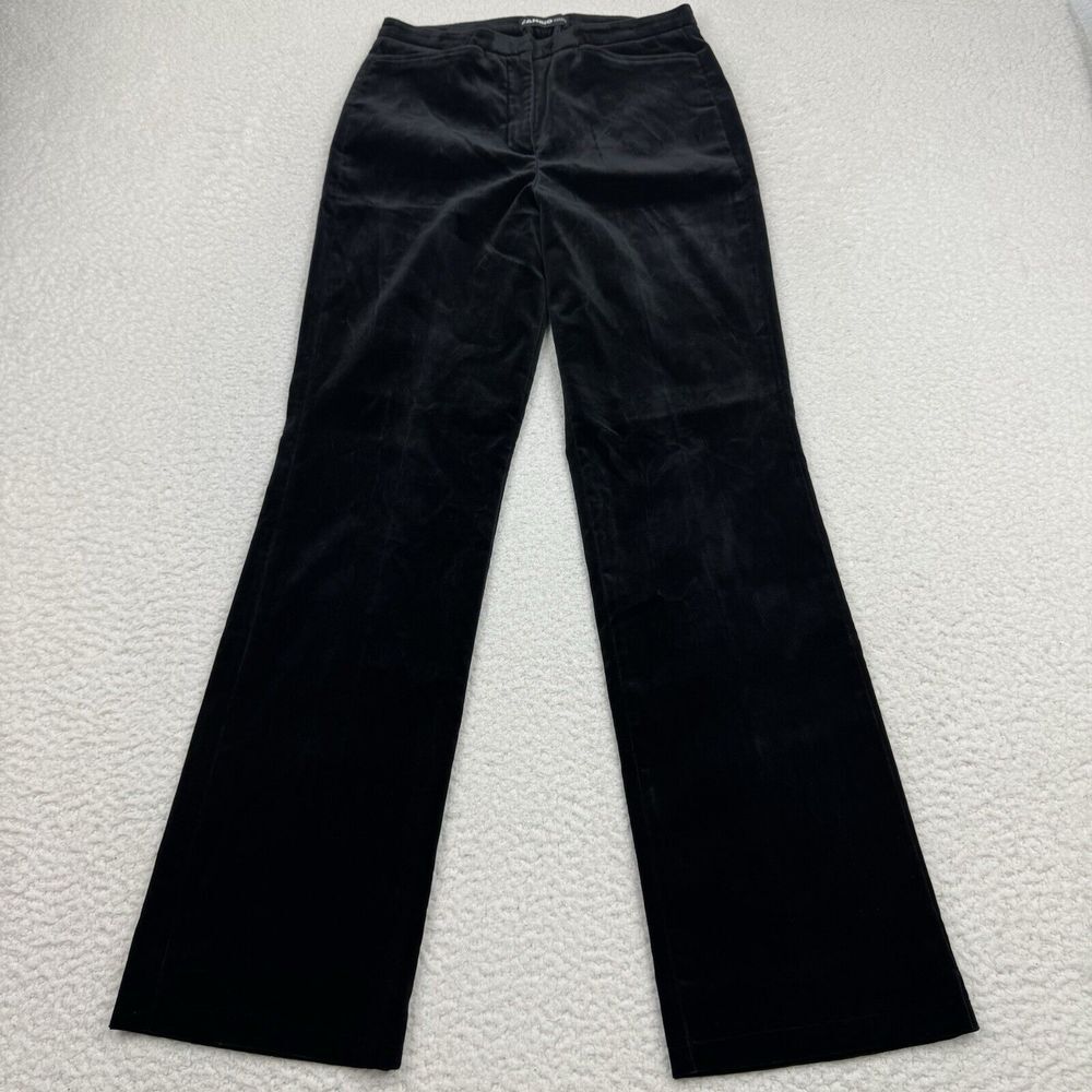 Cambio Straight Leg Velour Pants‎ Womens Size 6 Black Cotton Blend Stretch EUC